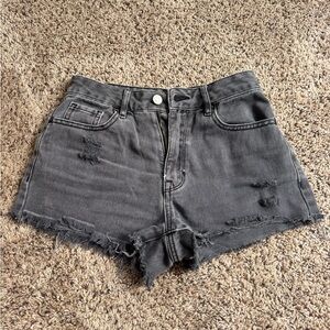 Women's Distressed Gray Denim Shorts